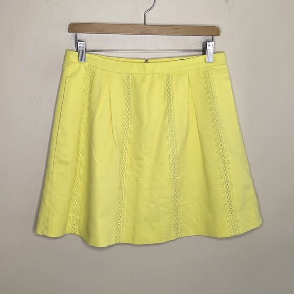 J. Crew Dresses & Skirts - J. Crew | Bright Yellow A-line skirt with Lace Detail Side Pockets Size 6